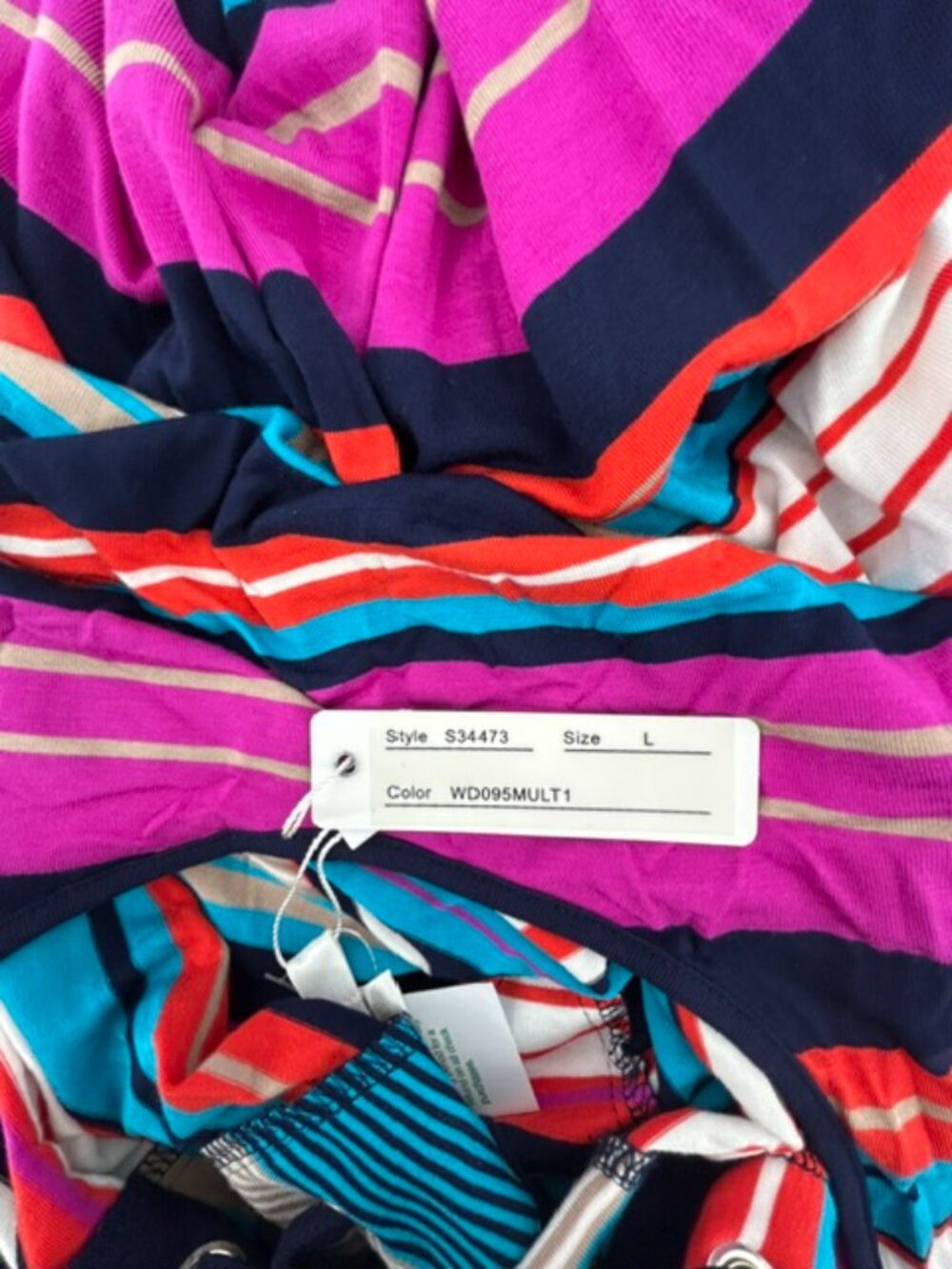 Spense Multi-colored Rainbow Striped Knit Dress Size Large Lace-up Grommet Neckl - Picture 4 of 7